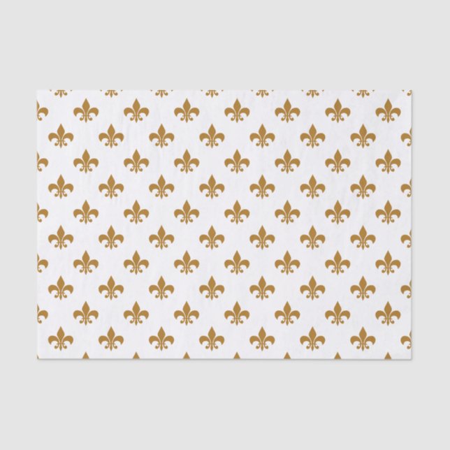 Matte Gold Fleur-de-lis auf Weiß Seidenpapier (Vorderseite)