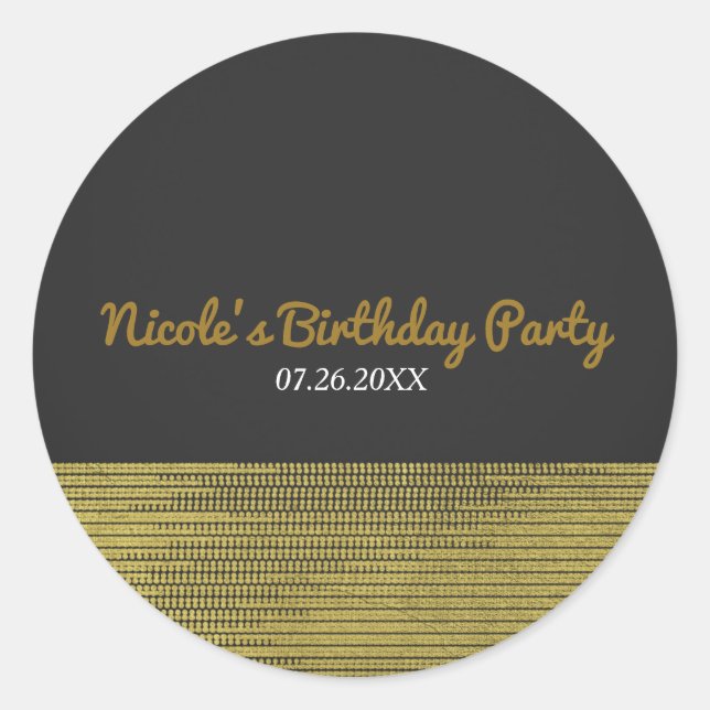 Matte Gold Modern Glam Sequins Chic Elegante Gefal Runder Aufkleber (Vorderseite)