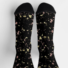 Matte Gold und Rose Gold Flakes Black Socken