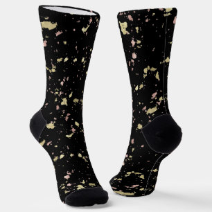 Matte Gold und Rose Gold Flakes Black Socken