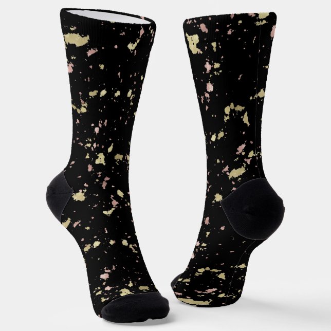 Matte Gold und Rose Gold Flakes Black Socken (Gewinkelt)