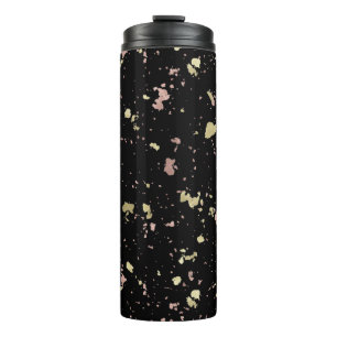 Matte Gold und Rose Gold Flakes Black Thermosbecher