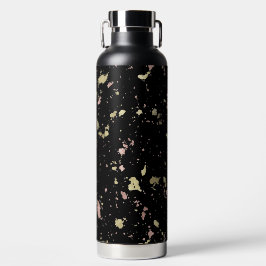 Matte Gold und Rose Gold Flakes Black Trinkflasche