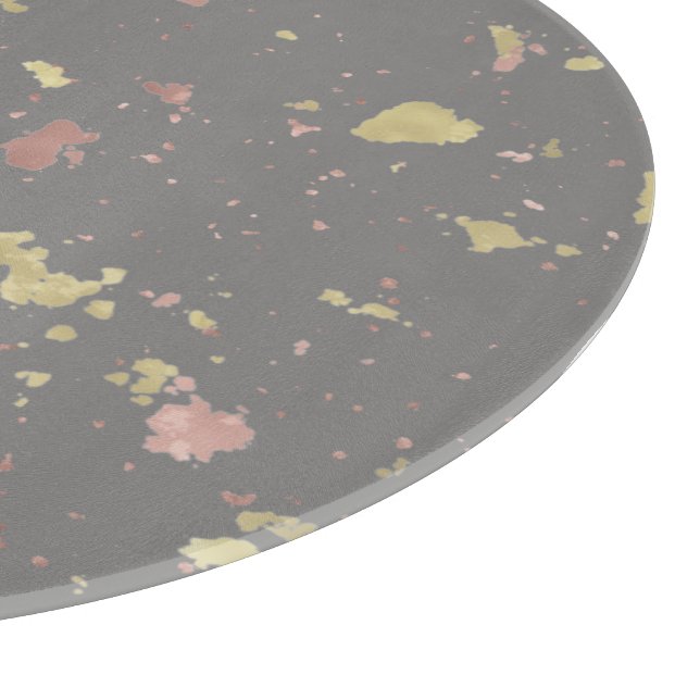 Matte Gold und Rose Gold Flakes Dunkelgrau Schneidebrett (Ecke)