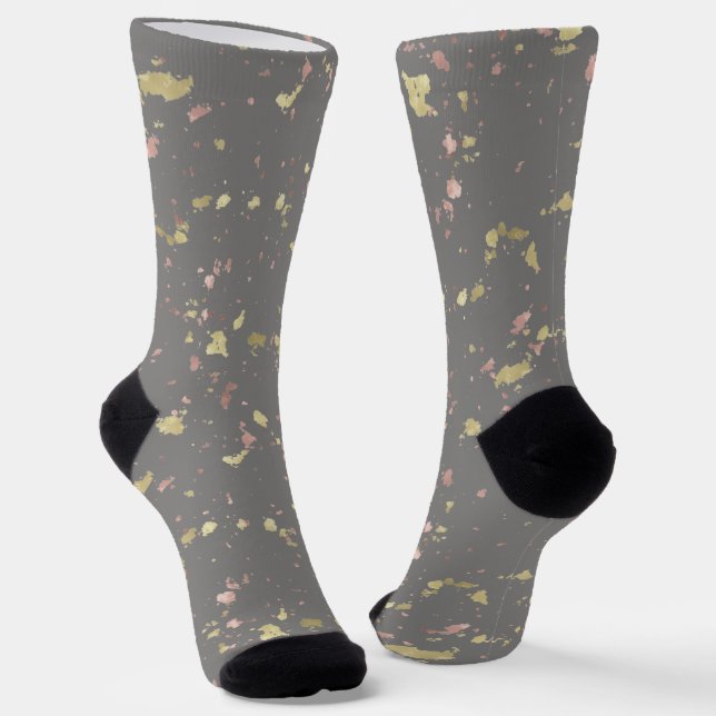 Matte Gold und Rose Gold Flakes Dunkelgrau Socken (Gewinkelt)