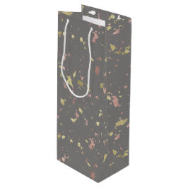 Matte Gold und Rose Gold Flakes Warmes Dunkles Gra Geschenktüte Für Weinflaschen
