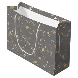 Matte Gold und Rose Gold Flakes Warmes Dunkles Gra Große Geschenktüte
