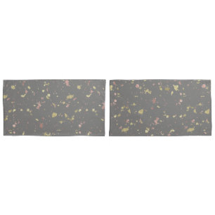 Matte Gold und Rose Gold Flakes Warmes Dunkles Gra Kissenbezug