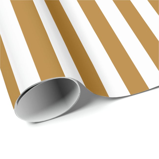 Matte Gold/Weiß Streifen Geschenkpapier (Rolleneckpunkt)