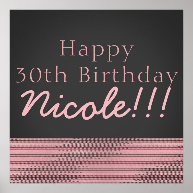 Matte Pink & Gray Modern Glam Sequin Party Banner Poster (Vorne)