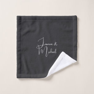 Matte Schwarz Handschrift Paarnamen Hochzeit Waschlappen