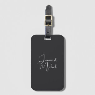 Matte Schwarze Handschrift Namen Paar Hochzeit Gepäckanhänger