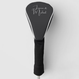 Matte Schwarze Handschrift Namen Paar Hochzeit Golf Headcover