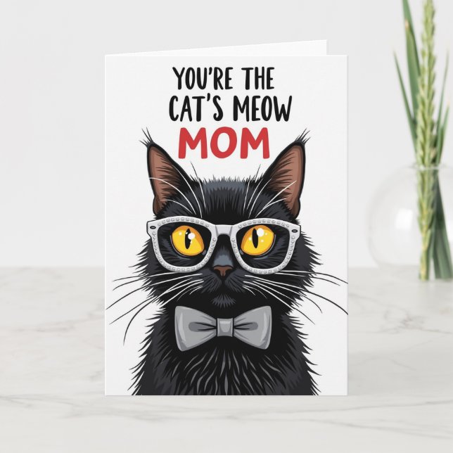 Matte schwarze Katzen-Mutter-Karte Karte (Vorderseite)