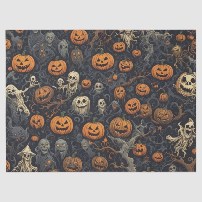 Matte Spooky Pumpkins Ghosts Seidenpapier (Vorderseite)
