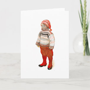 Matten in Sweater und Strumpf Hat Feiertagskarte