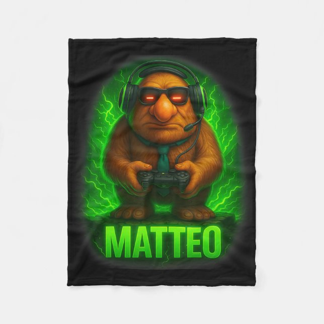 Matteo Meme italienischer Brainrot Kobold Krawatte Fleecedecke (Vorderseite)