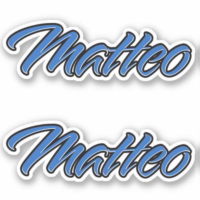 Matteo Name blue Aufkleber Sticker Stickerset (Vorderseite)