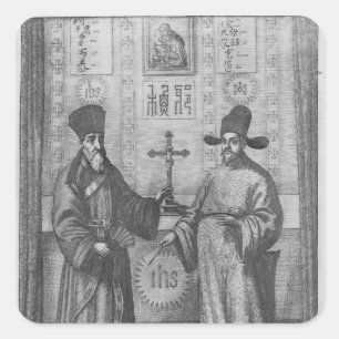 Matteo Ricci und Paulus Li Quadratischer Aufkleber