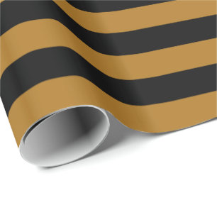 Matter Gold/Schwarzer Streifen Geschenkpapier