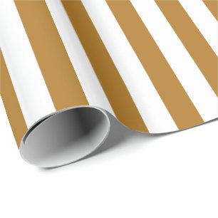 Matter Gold/Weiße Streifen Geschenkpapier