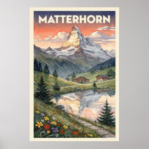 Matterhorn Alpine Vintage Reise Poster