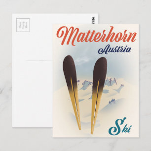 Matterhorn Austria Skipposter. Postkarte