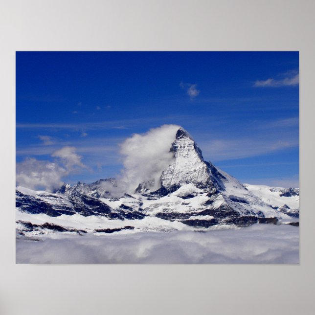Matterhorn im Wolkenmeer der Schweiz Poster (Vorne)