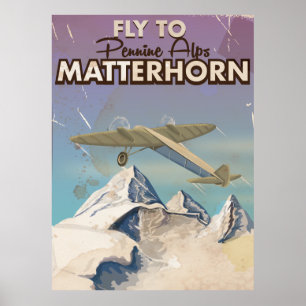 Matterhorn, Pennine Alps Vintage Reiseplakat Poster
