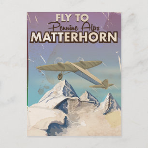 Matterhorn, Penninische Alpen Vintage-Reiseposter Postkarte