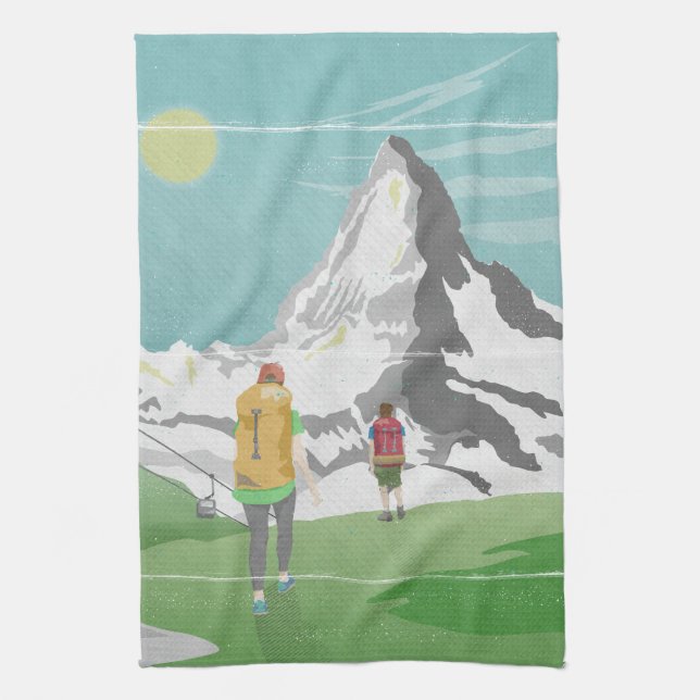 Matterhorn-Reiseplakat Schweiz Geschirrtuch (Vertikal)