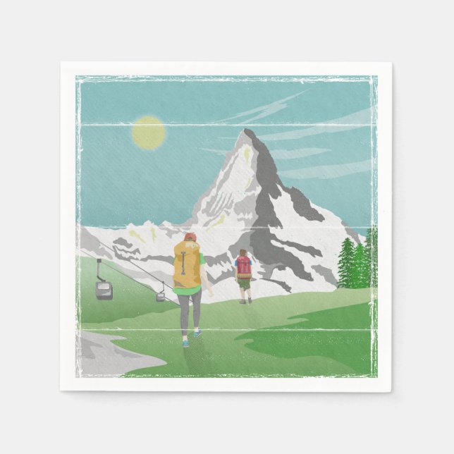 Matterhorn-Reiseplakat Schweiz Serviette (Vorderseite)