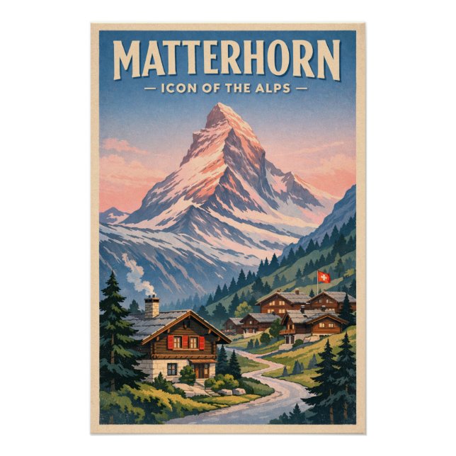 Matterhorn, Schweiz, in klassischem Retro-Stil Poster (Vorderseite)