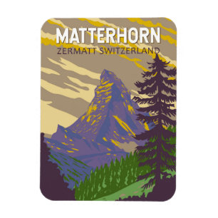 Matterhorn Schweiz Reise Kunst Vintage Magnet