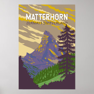 Matterhorn Schweiz Reise Kunst Vintage Poster