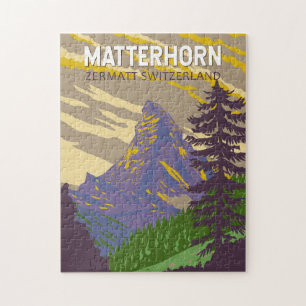 Matterhorn Schweiz Reise Kunst Vintage Puzzle