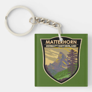 Matterhorn Schweiz Reise Kunst Vintage Schlüsselanhänger