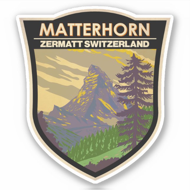 Matterhorn Schweiz Reisen Vintag Aufkleber (Vorderseite)
