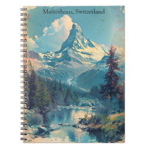 Matterhorn Schweiz Schweizer Alpen Vintag Notizblock