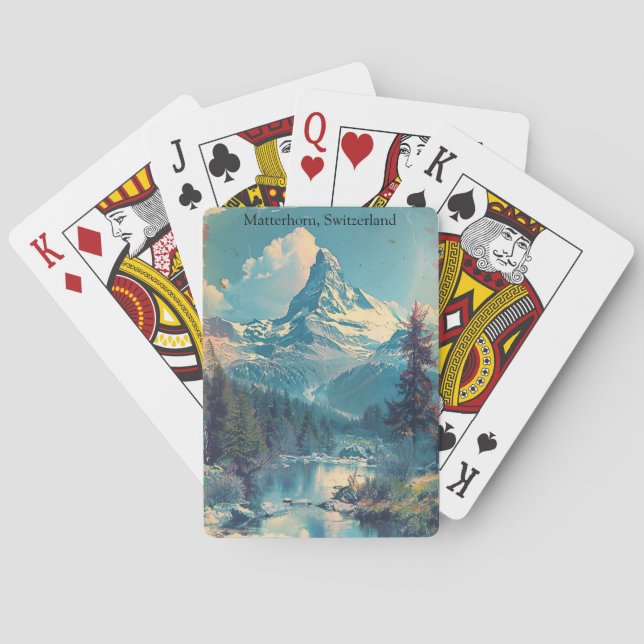 Matterhorn Schweiz Schweizer Alpen Vintag Spielkarten (Rückseite)