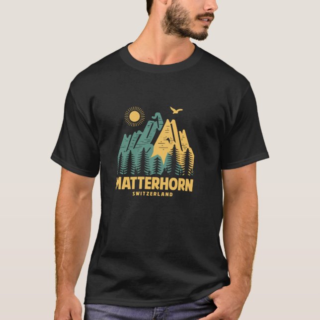 Matterhorn - Schweiz Wandern im Freien V T-Shirt (Vorderseite)