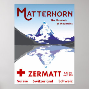Matterhorn, Zermatt, die Schweiz, Ski-Plakat Poster