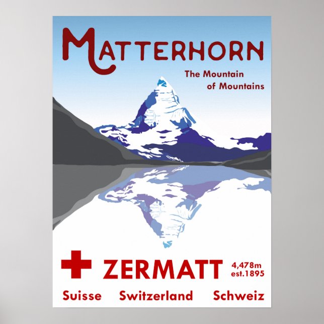 Matterhorn, Zermatt, Schweiz, Skiplakat Poster (Vorne)