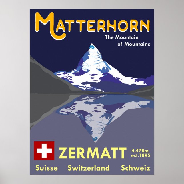 Matterhorn, Zermatt, Schweiz, Skiplakat Poster (Vorne)