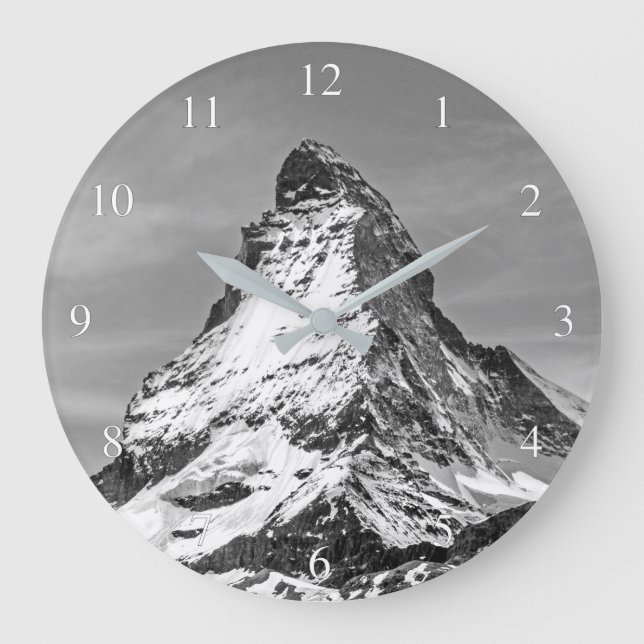 Matterhornschwarzweiss-kleine Anzahlen Große Wanduhr (Vorderseite)