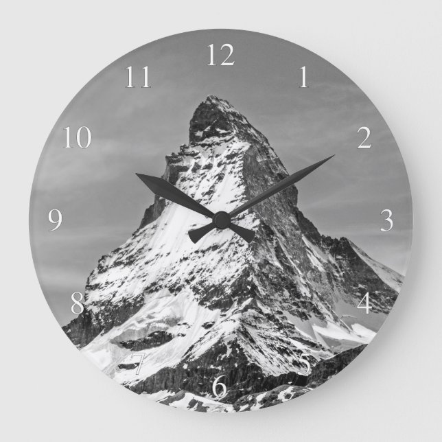 Matterhornschwarzweiss-kleine Anzahlen Große Wanduhr (Vorderseite)