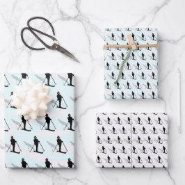 mattes Geschenkpapier Abfahrtsläufer Grafikdesign Set