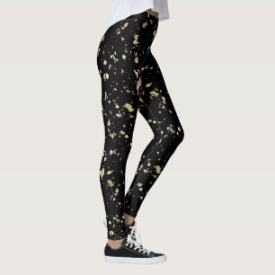 Mattes Gold und Roségold Flakes Schwarz Leggings