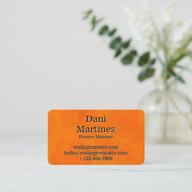 Mattes Orange Luxe Visitenkarte (Stehend Vorderseite)