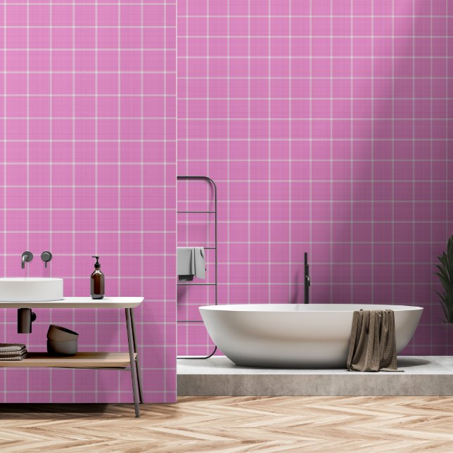 Mattes Rosa-Fensterplaid Tapete (Badezimmer)